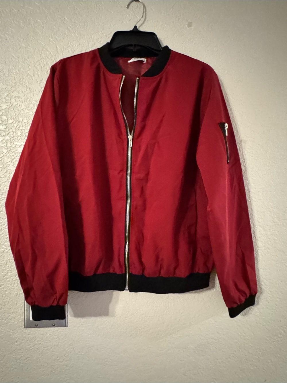 Women’s Red Bomber Jacket with Black Trim